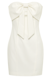 Saoirse Strapless Mini Dress With Diamante Bow - White